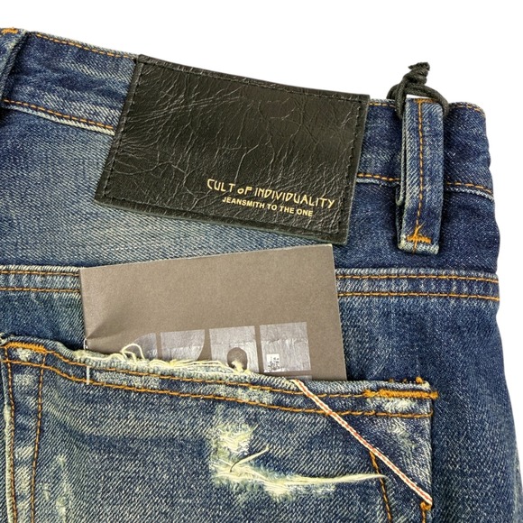 Cult of Individuality Rebel Straight Jeans Men's Distressed Blue Size 36x34 NWT - Picture 4 of 11